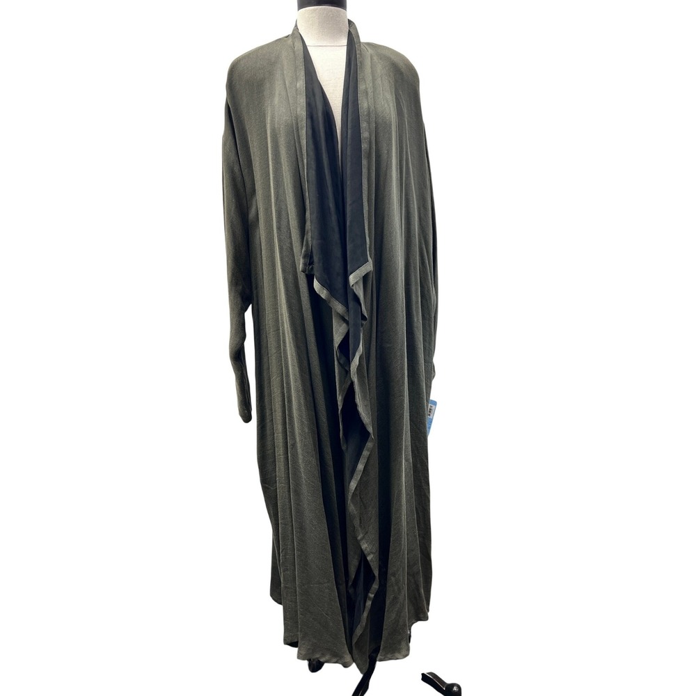 Reginald Chicago Duster Cardigan Womens 2 Olive Green‎ New Longline Striped